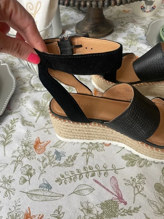 Crown Vintage Daylen Black Espadrille Platform Sandals Size 7M - Picture 7 of 9